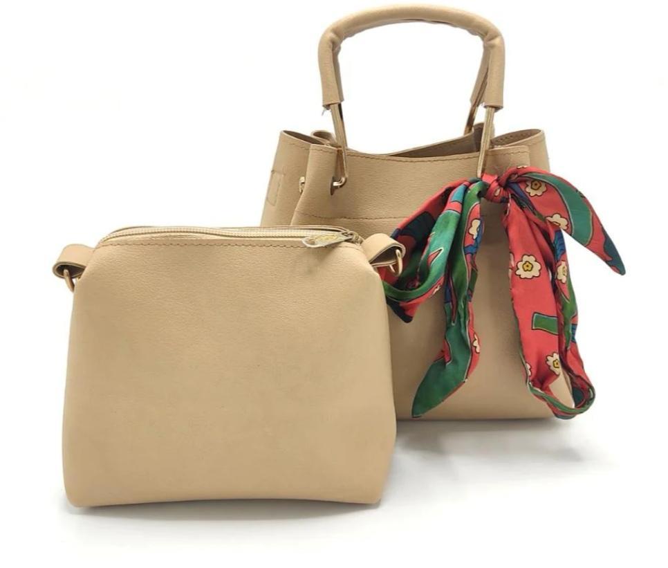 Women's Pure Leather Plain Hand Bag Set