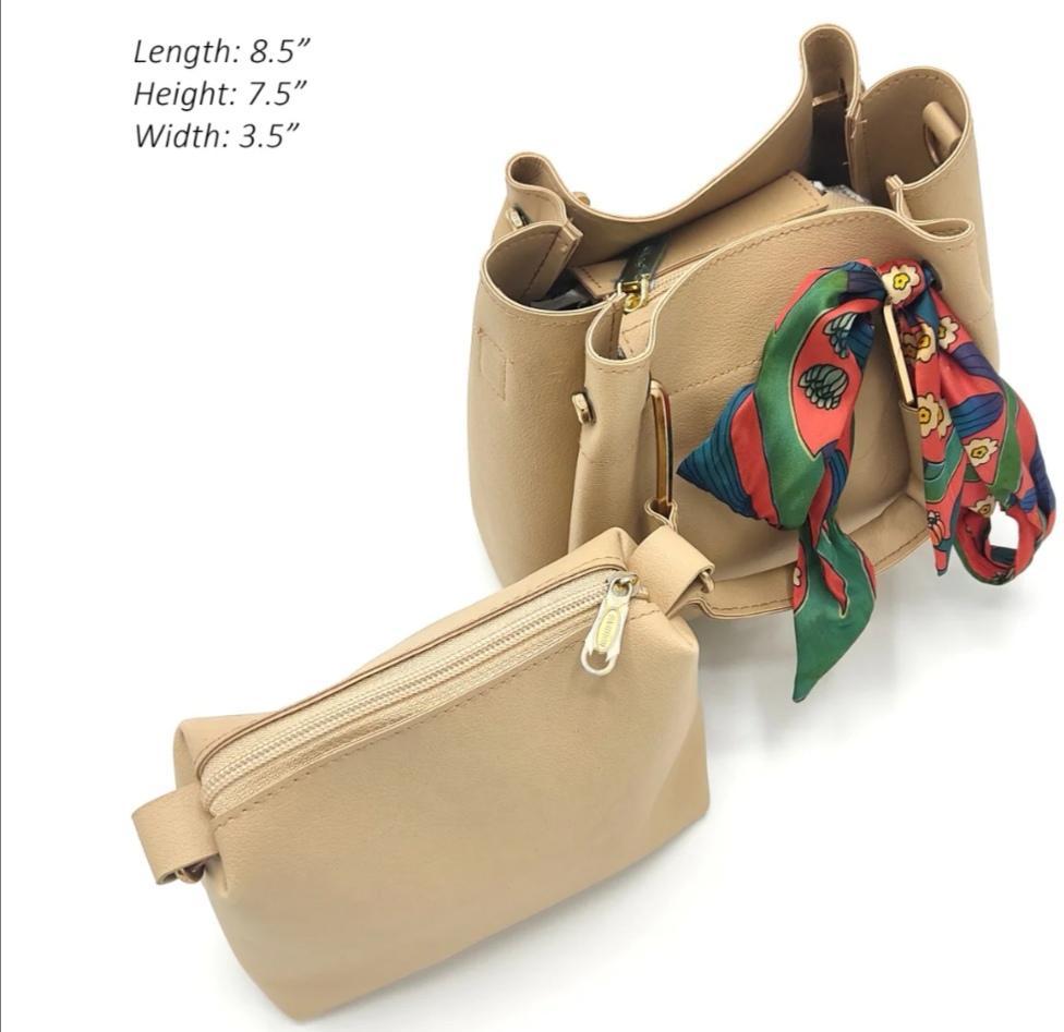 Women's Pure Leather Plain Hand Bag Set