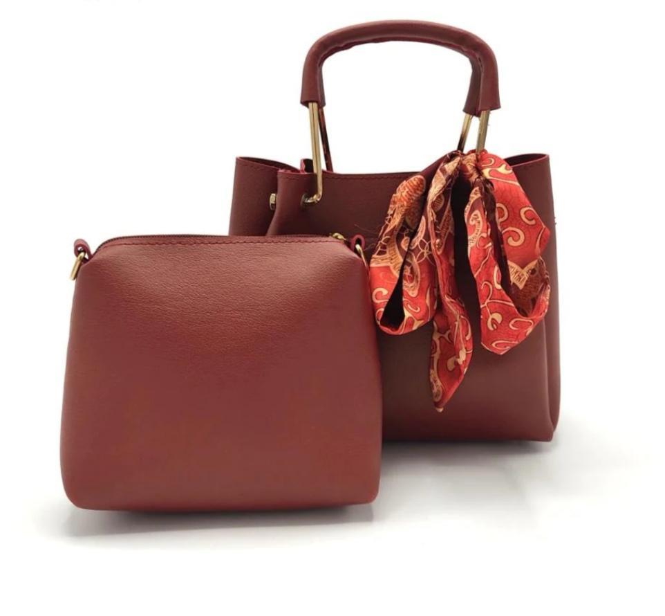 Women's Pure Leather Plain Hand Bag Set