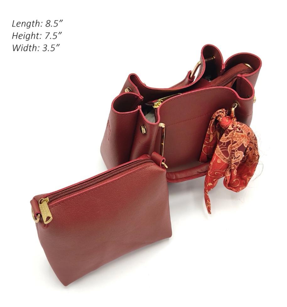 Women's Pure Leather Plain Hand Bag Set