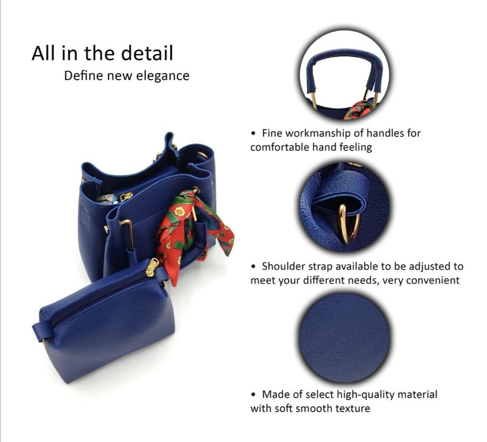 Women's Pure Leather Plain Hand Bag Set