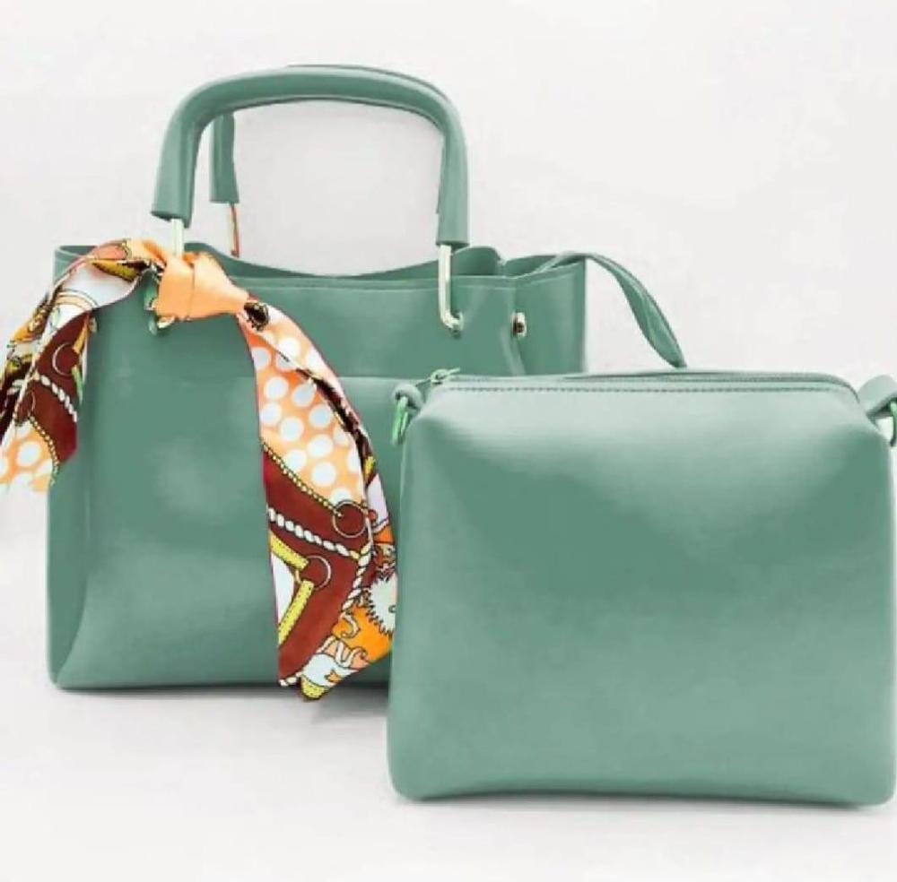 Women's Pure Leather Plain Hand Bag Set