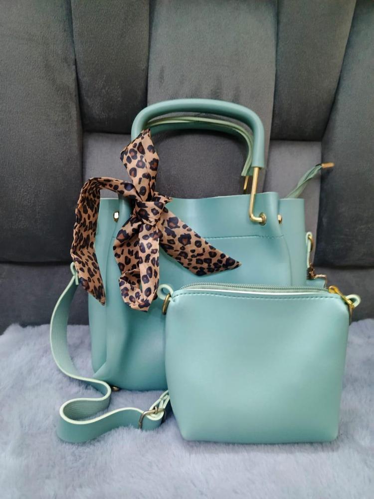 Women's Pure Leather Plain Hand Bag Set