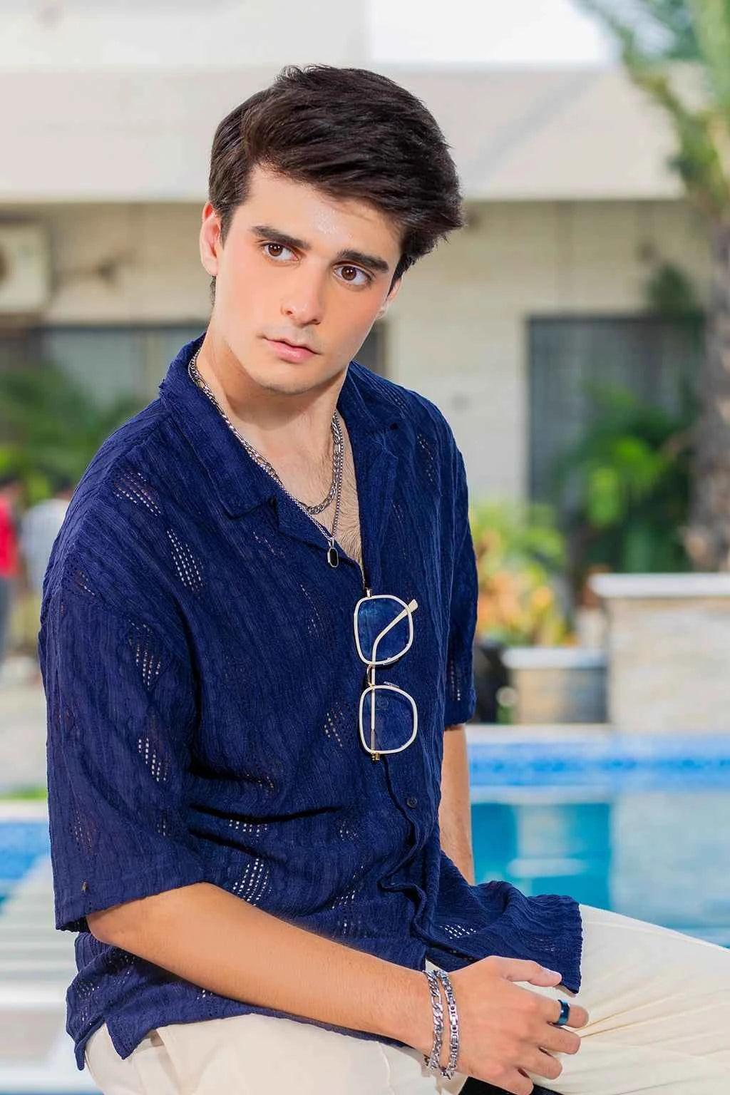 Twilight Escape Eyelet Shirt - Blue EW-000210