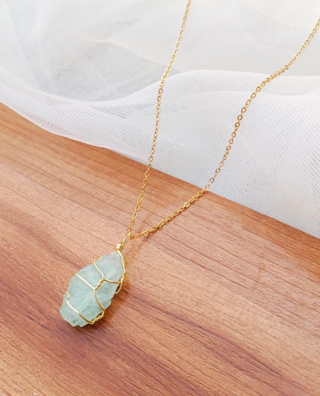 Funky Gold Plated Purple Gemstone Pendant Necklace - Unique Adjustable Design