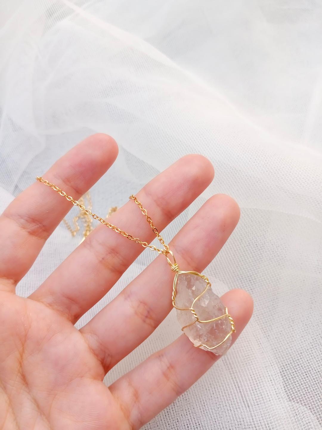 Funky Gold Plated Purple Gemstone Pendant Necklace - Unique Adjustable Design