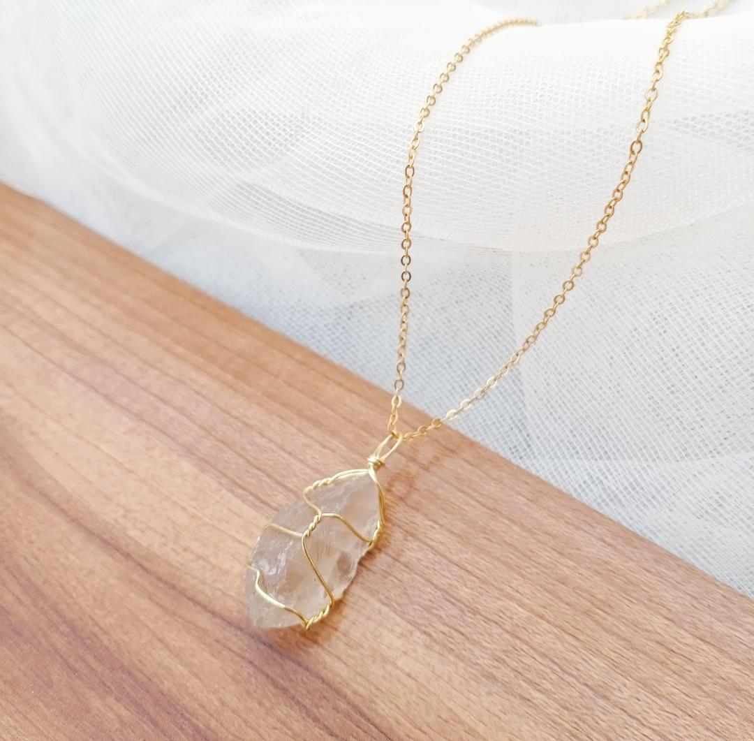 Funky Gold Plated Purple Gemstone Pendant Necklace - Unique Adjustable Design