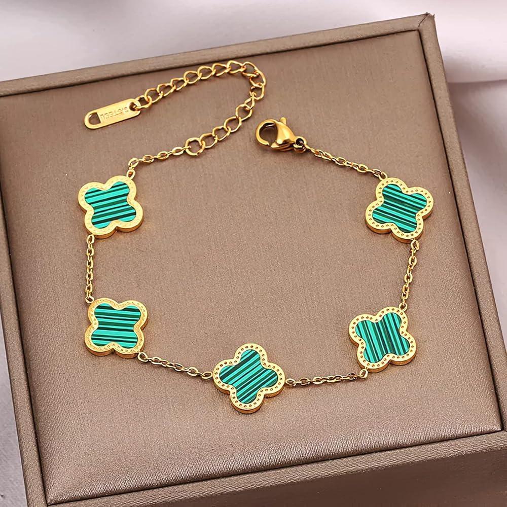 Clover Design Gold Plated Chain Bracelet