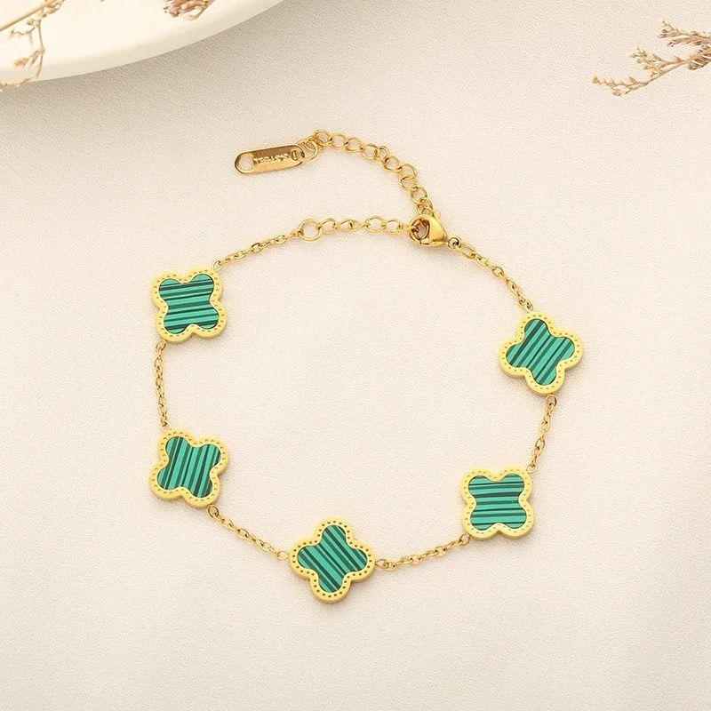 Clover Design Gold Plated Chain Bracelet