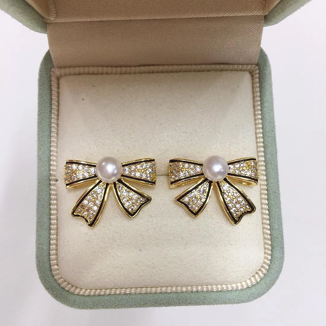 Bow Shape Korean Zircon Earings