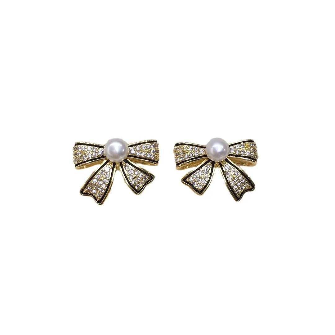 Bow Shape Korean Zircon Earings