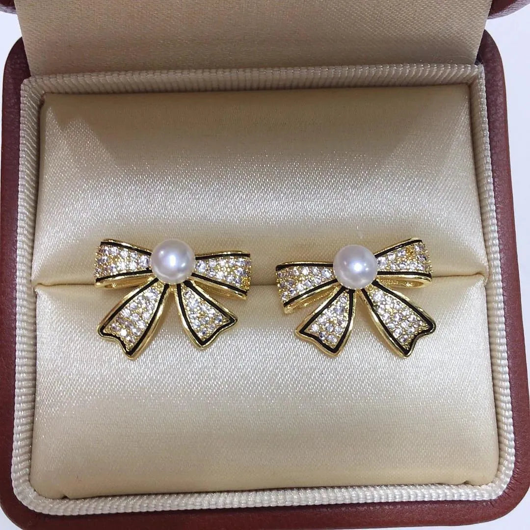 Bow Shape Korean Zircon Earings