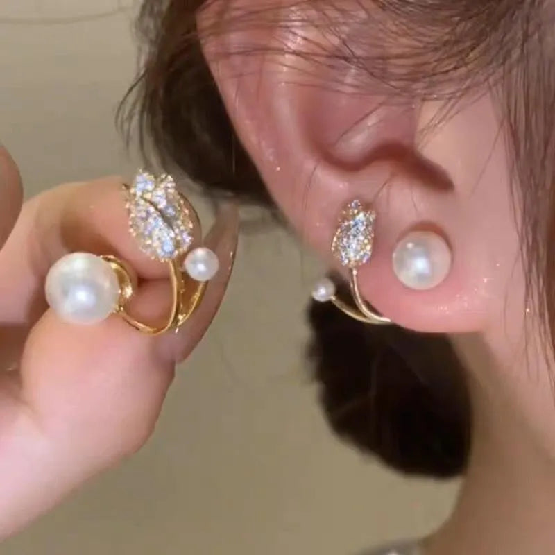 Flower Zircon Korean Earrings