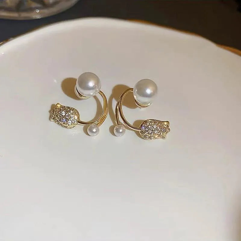 Flower Zircon Korean Earrings