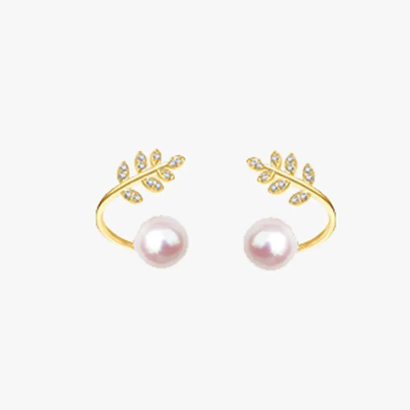 Leave Pearl Trendy Korean Earrings