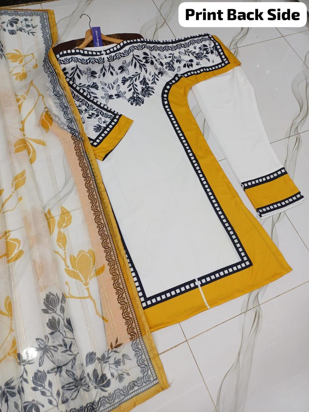 3 Pcs Women's Stitched Lawn Printed Suit