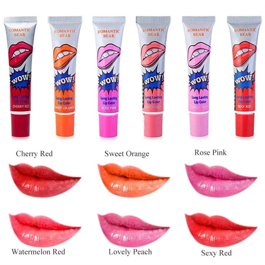 6 Pc's Waterproof Peel Off Wow Lipsticks