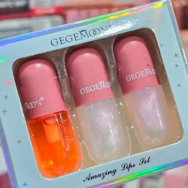 Gegemoon Shiny Lips Oil , 3 PCs Glossy Lip Moisturizing Oil
