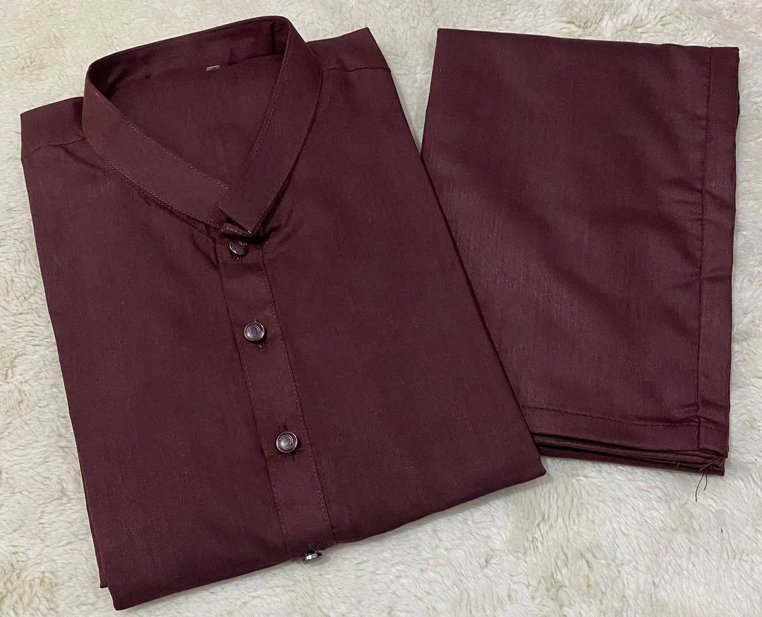 2 Pcs Men’s Stitched Wash And Wear Plain Shalwar Kameez