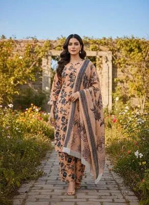 Winter Collection 3 Pcs Stitched Micro Polo Cotton Women Dress Marina Wool Specially