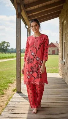 Winter Collection 2 Pcs Stitched Printed Shirt And Trouser For Women