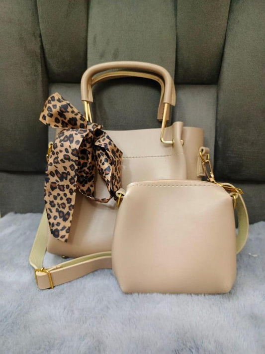 Women's Pure Leather Plain Hand Bag Set