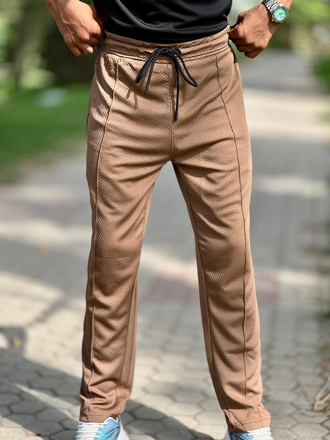 Men's Cotton Texture Trouser - 1 Pc in Khaki
