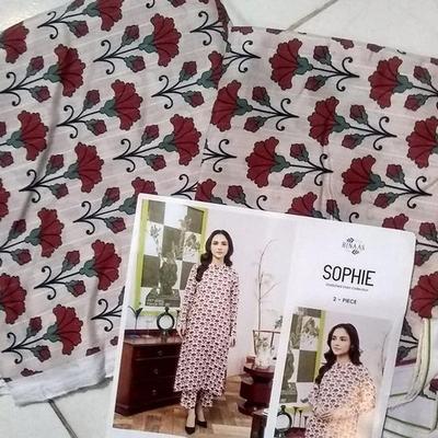 2 Pcs Women's Unstitched Linen Printed Suit