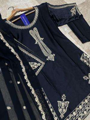 3 Pcs Women's Stitched Shamoz Silk Embroidered Suit