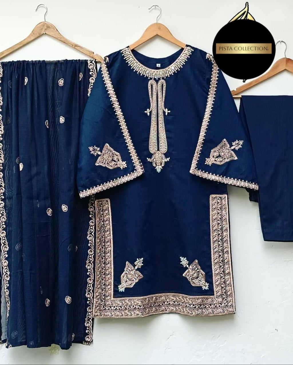 3 Pcs Women's Stitched Shamoz Silk Embroidered Suit