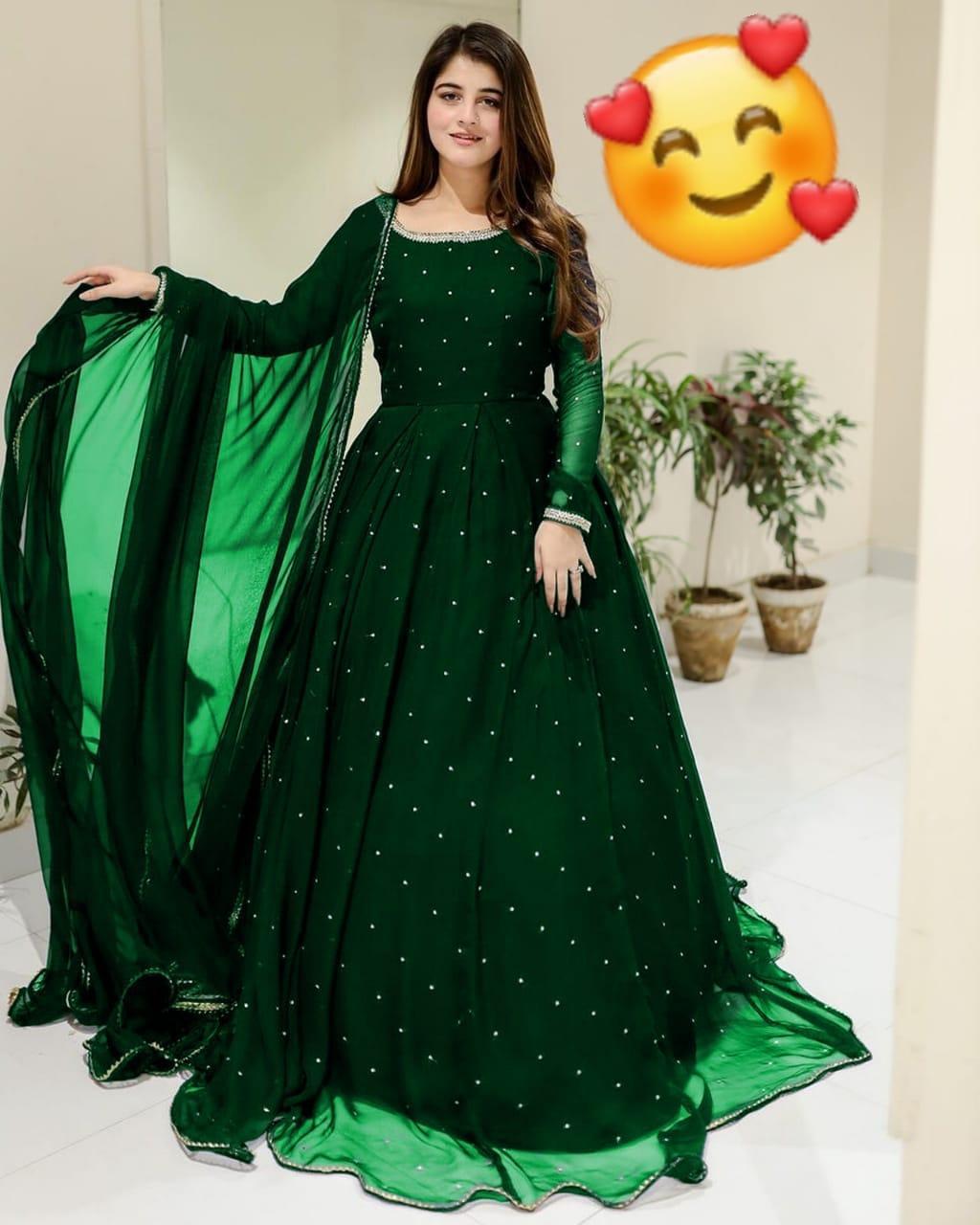 3 Pcs Women's Stitched Chiffon Patch Work Maxi Suit