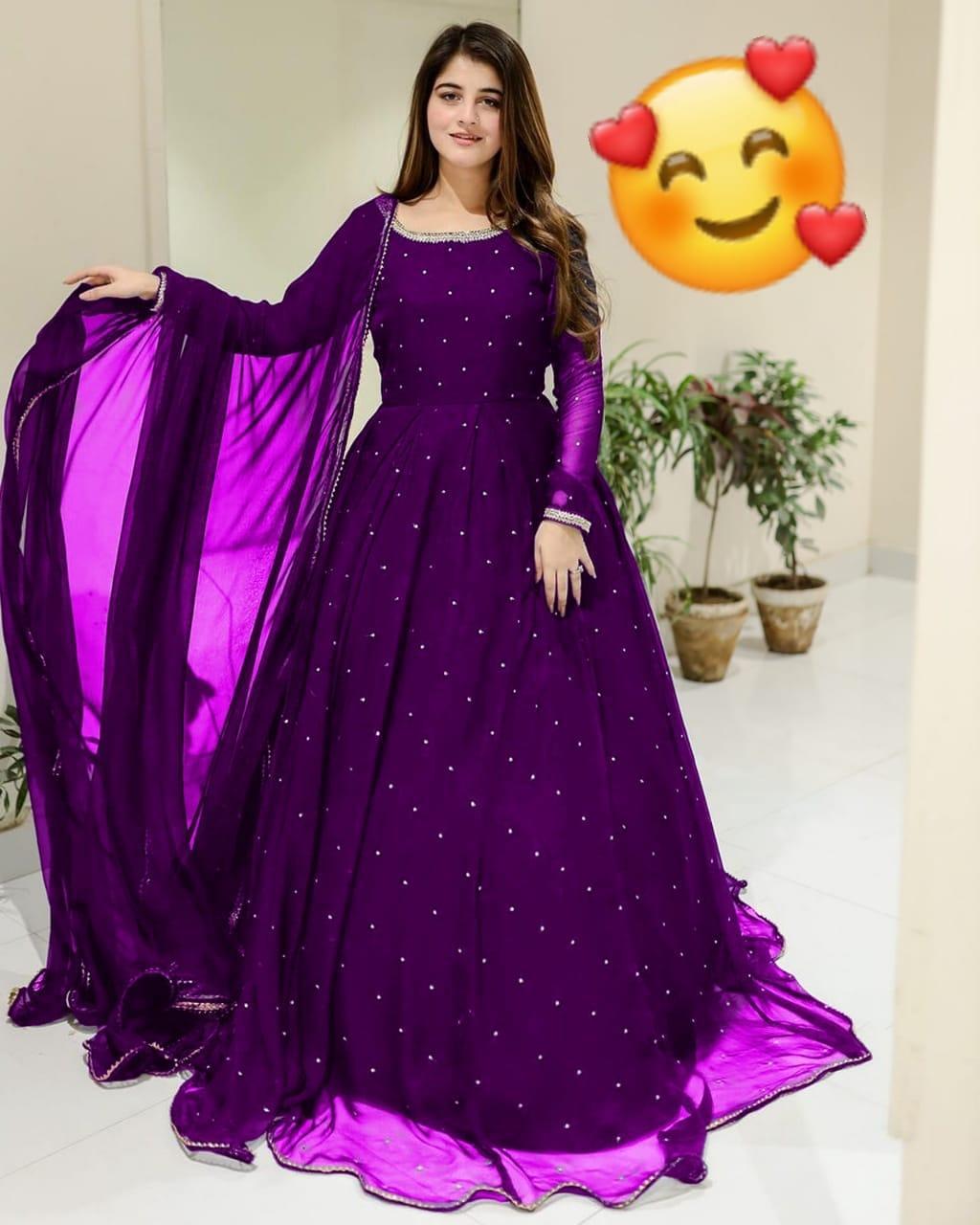 3 Pcs Women's Stitched Chiffon Patch Work Maxi Suit