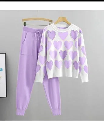 Cozy Multicolor Fleece Sweatshirt Tracksuit - 2 Pcs