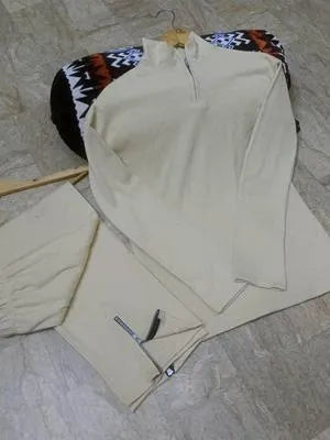 Comfortable Off White Fleece Sweatshirt Tracksuit - 2 Pcs