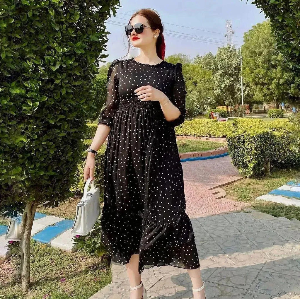 Stylish Women's Chiffon Printed Maxi Dress - 1 Pc