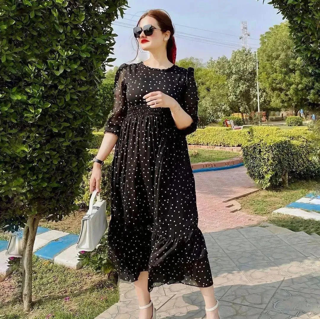 Stylish Women's Chiffon Printed Maxi Dress - 1 Pc