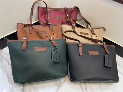 Women's Rexine Plain Tote Bag