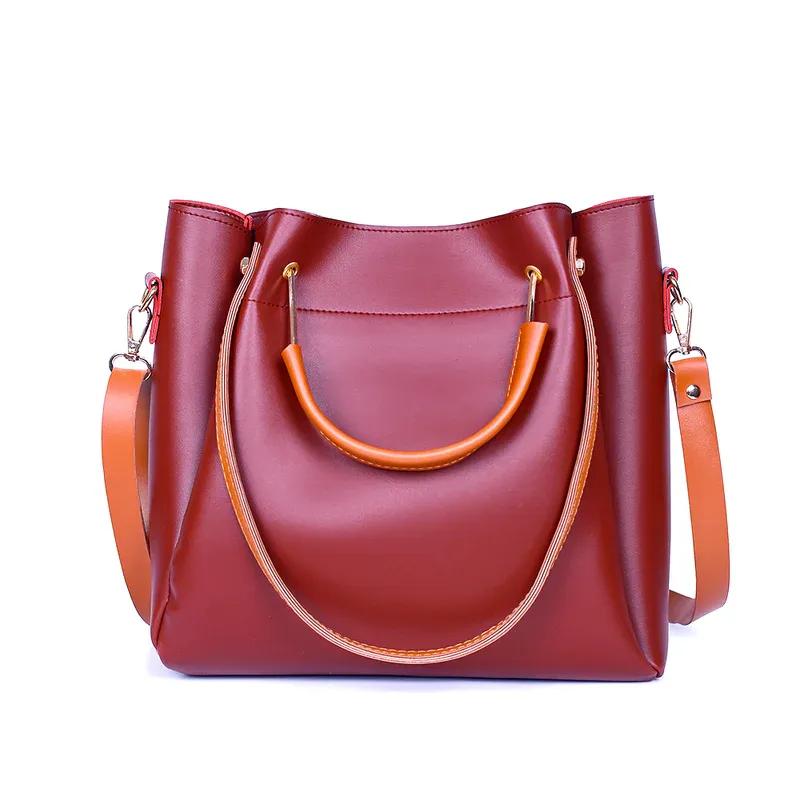 Women's Leather Plain Hand Elegance Bag Set