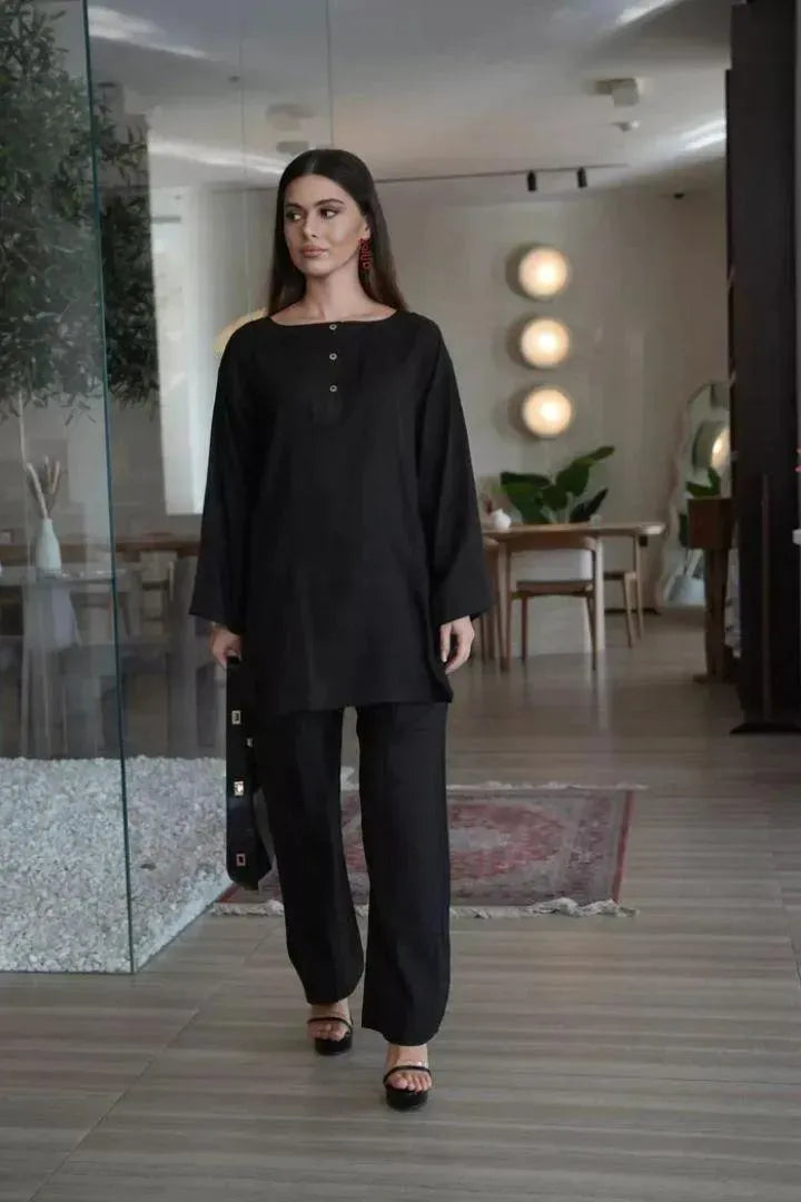 2 Pcs Women's Stitched Georgette Plain Shirt And Trouser