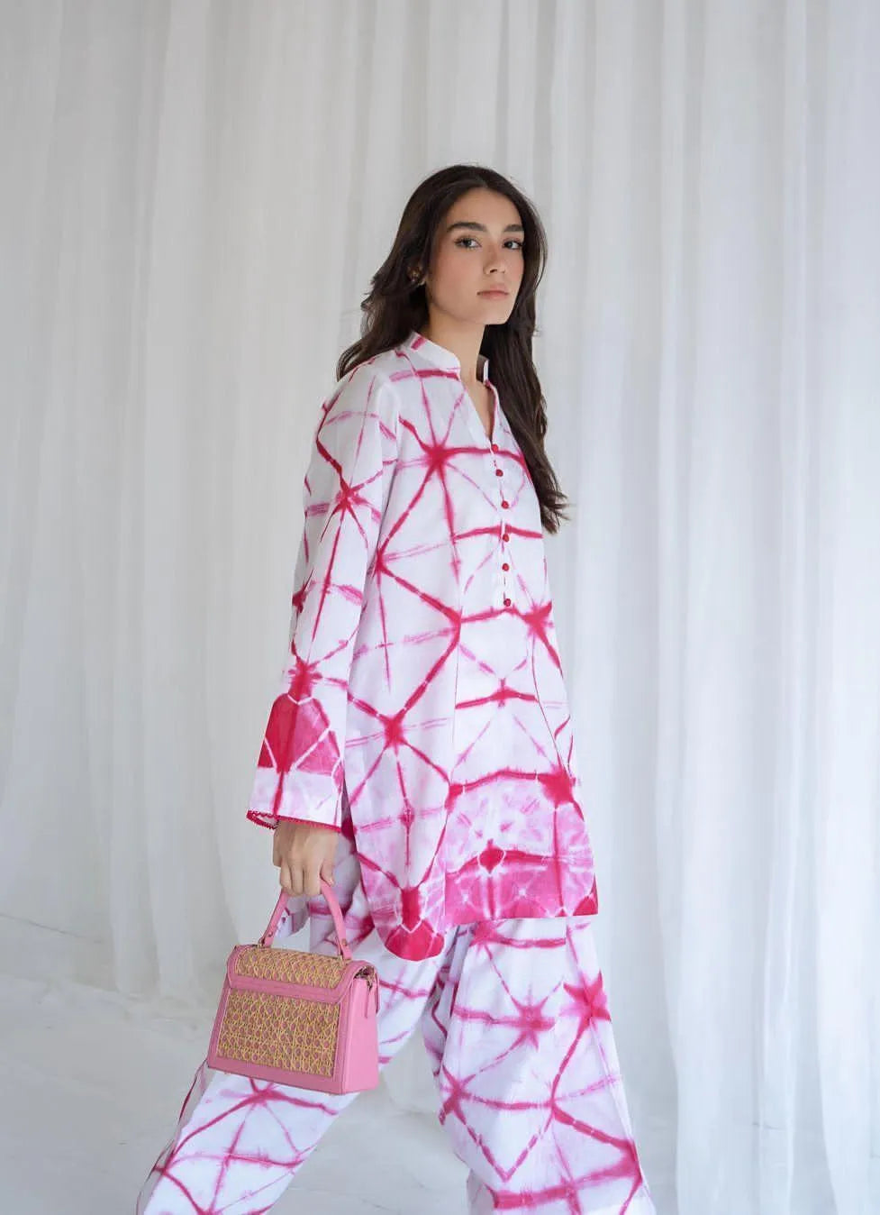 2 Pcs Women's Stitched Swiss Lawn Printed Shirt And Trouser