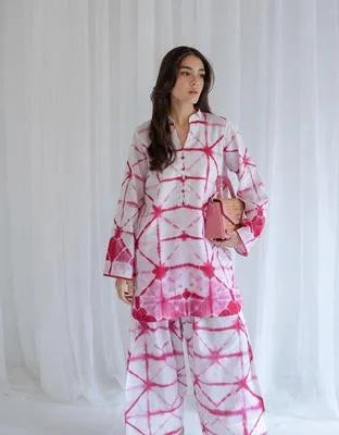 2 Pcs Women's Stitched Swiss Lawn Printed Shirt And Trouser