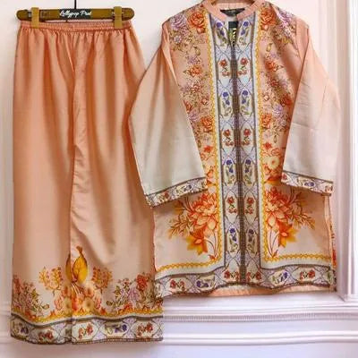 2 Pcs Women's Stitched Swiss Lawn Digital Print Shirt And Trouser