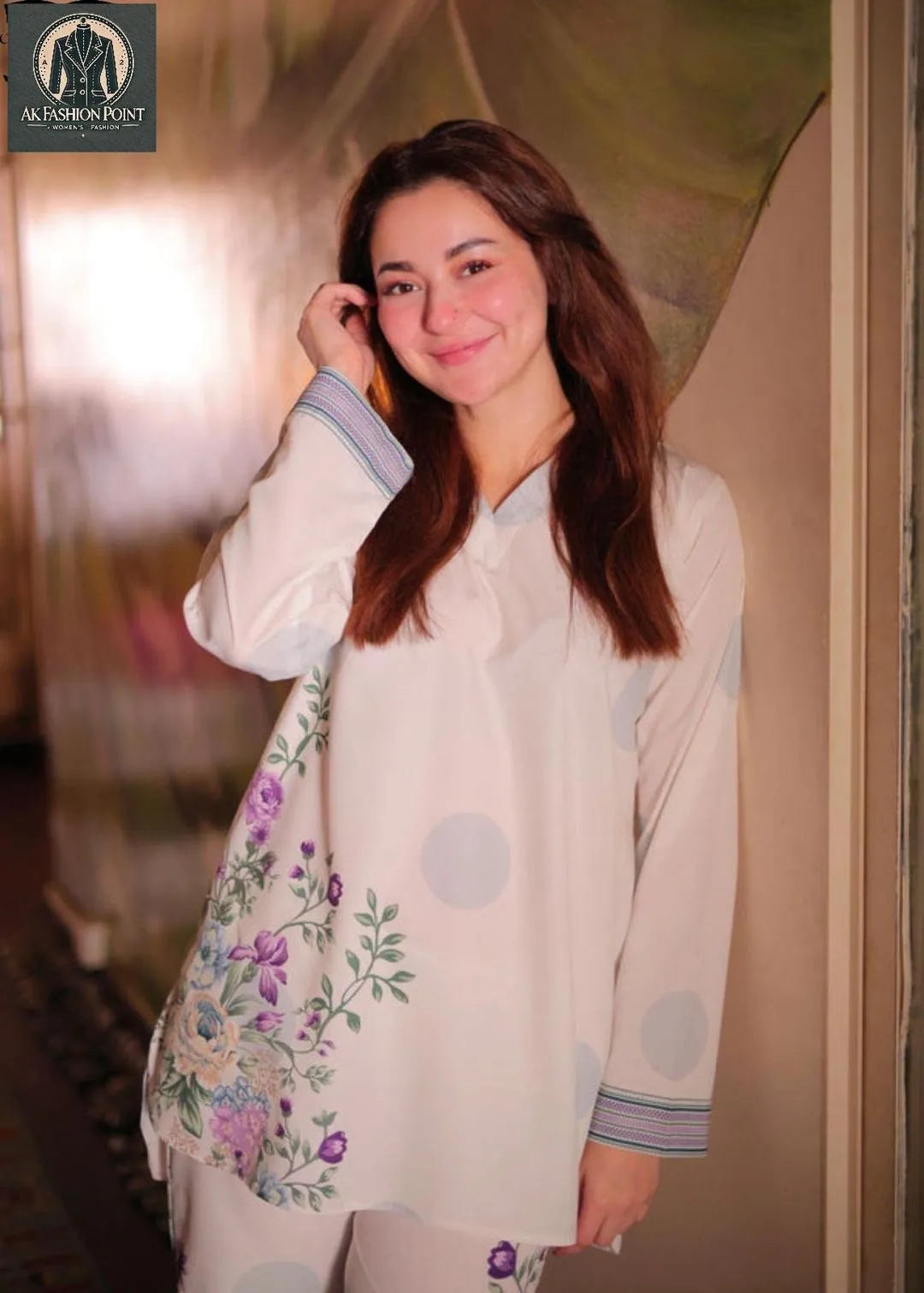 2 Pcs Women's Stitched Swiss Lawn Digital Print Co-Ord Set