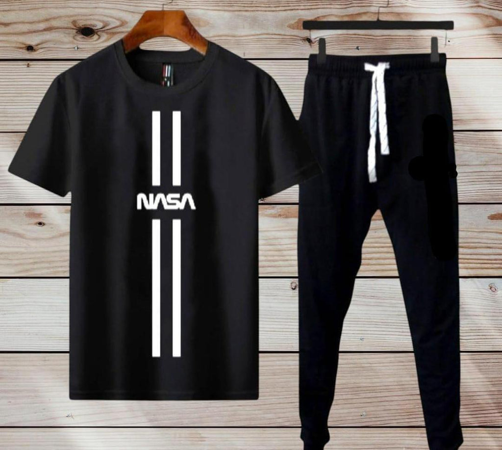 Micro Interlock Printed Track Suit Black Nasa