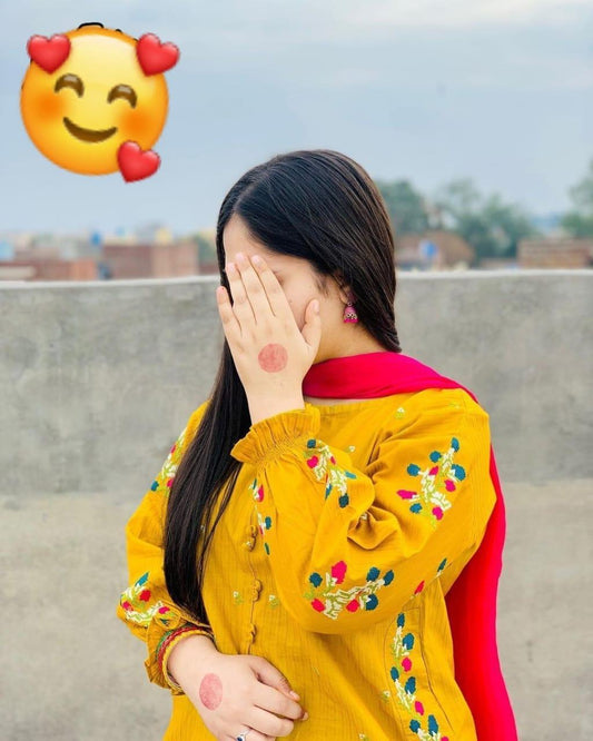 2 Pcs Women's Stitched Cotton Embroidered Shirt And Trouser