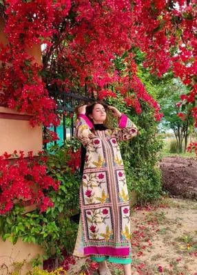 2 Pcs Women's Stitched Swiss Lawn Printed Shirt And Trouser