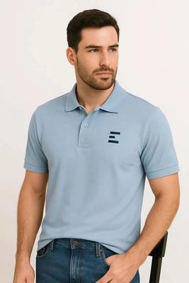 Sky Blue Polo Shirt for Men - Premium Cotton Comfort for Smart Casual Style EW-001035