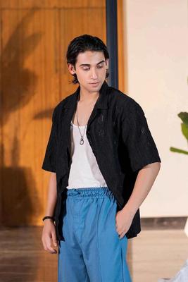Midnight Black Textured Shirt for Effortless Style and Comfort EW-000323-M111