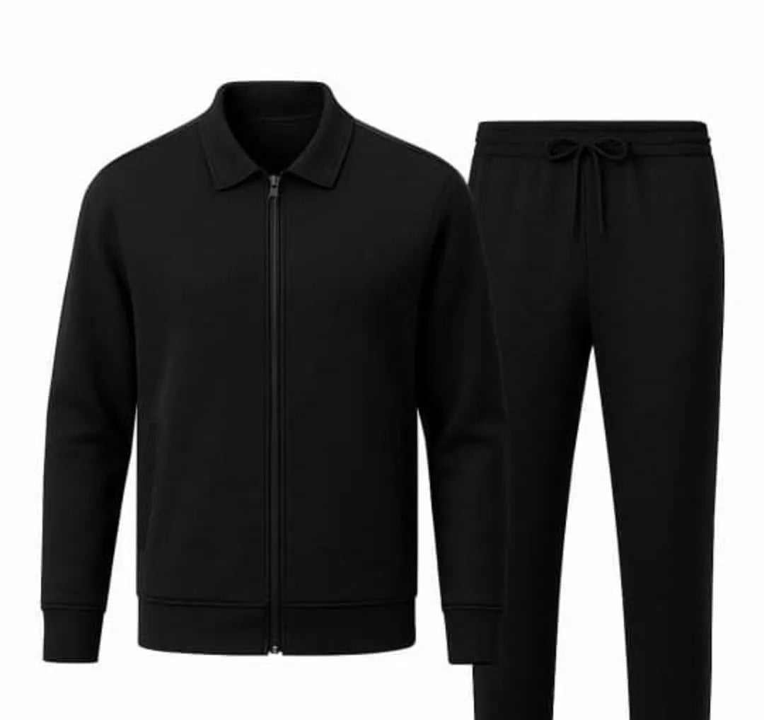 Fleece Plain Zipper Track Suit