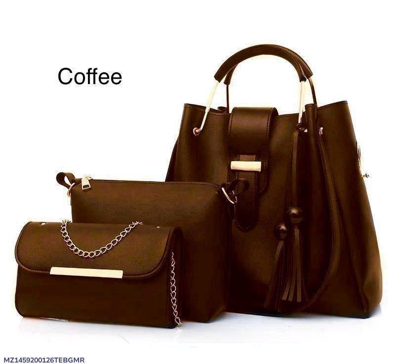 Women's Rexine Plain Hand Bag Set